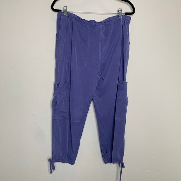 Tianello Small Blue Cropped Cargo Pants Tie Ankle Summer Beach - Picture 3 of 6